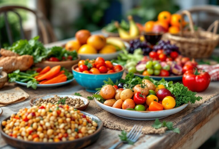 Piatto di cibo mediterraneo biologico sano e colorato