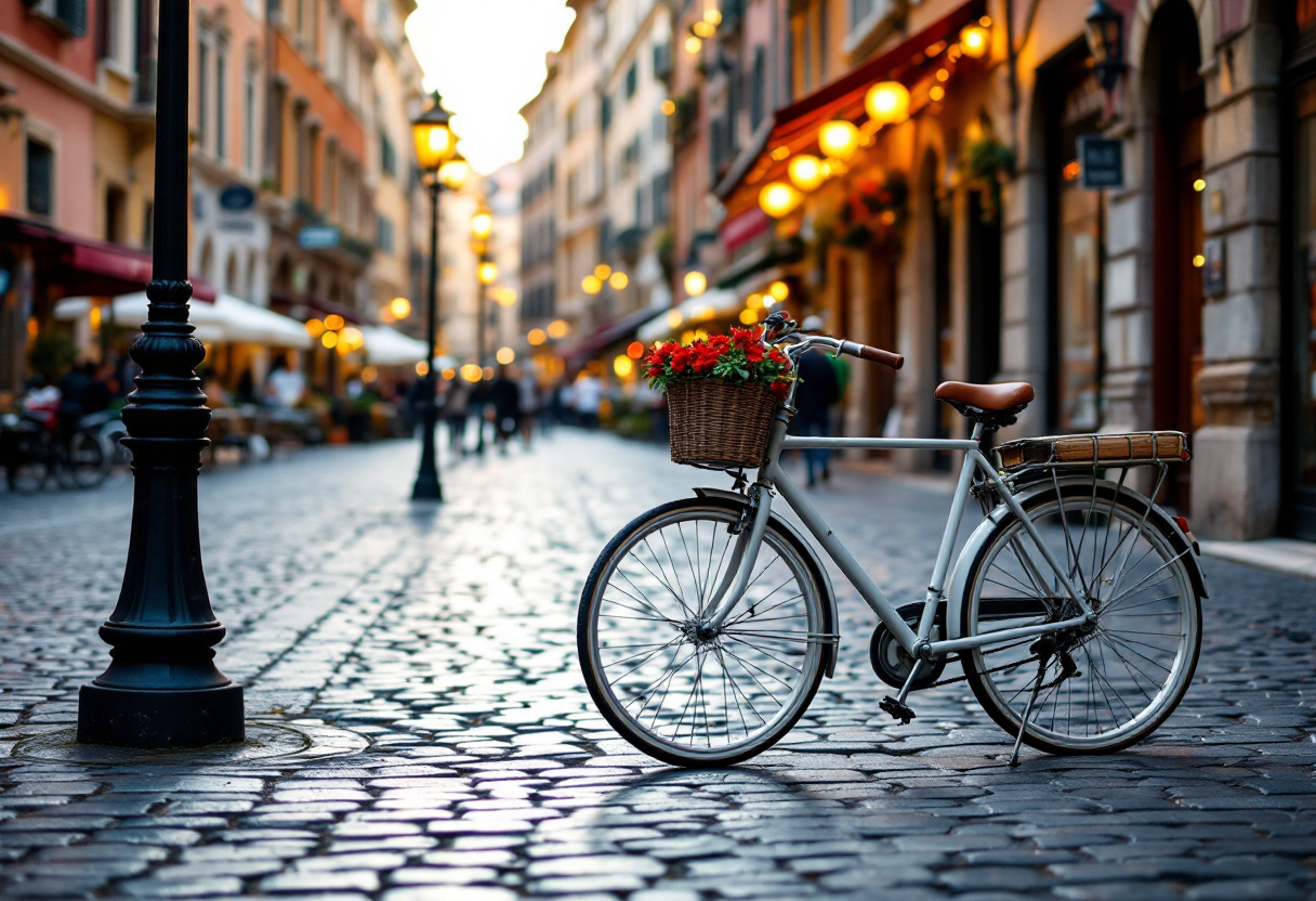 Bicicletta in un paesaggio urbano italiano