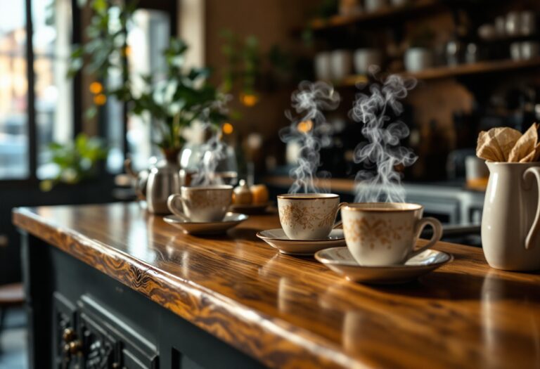 Tazza di caffè italiano con sfondo di caffetteria