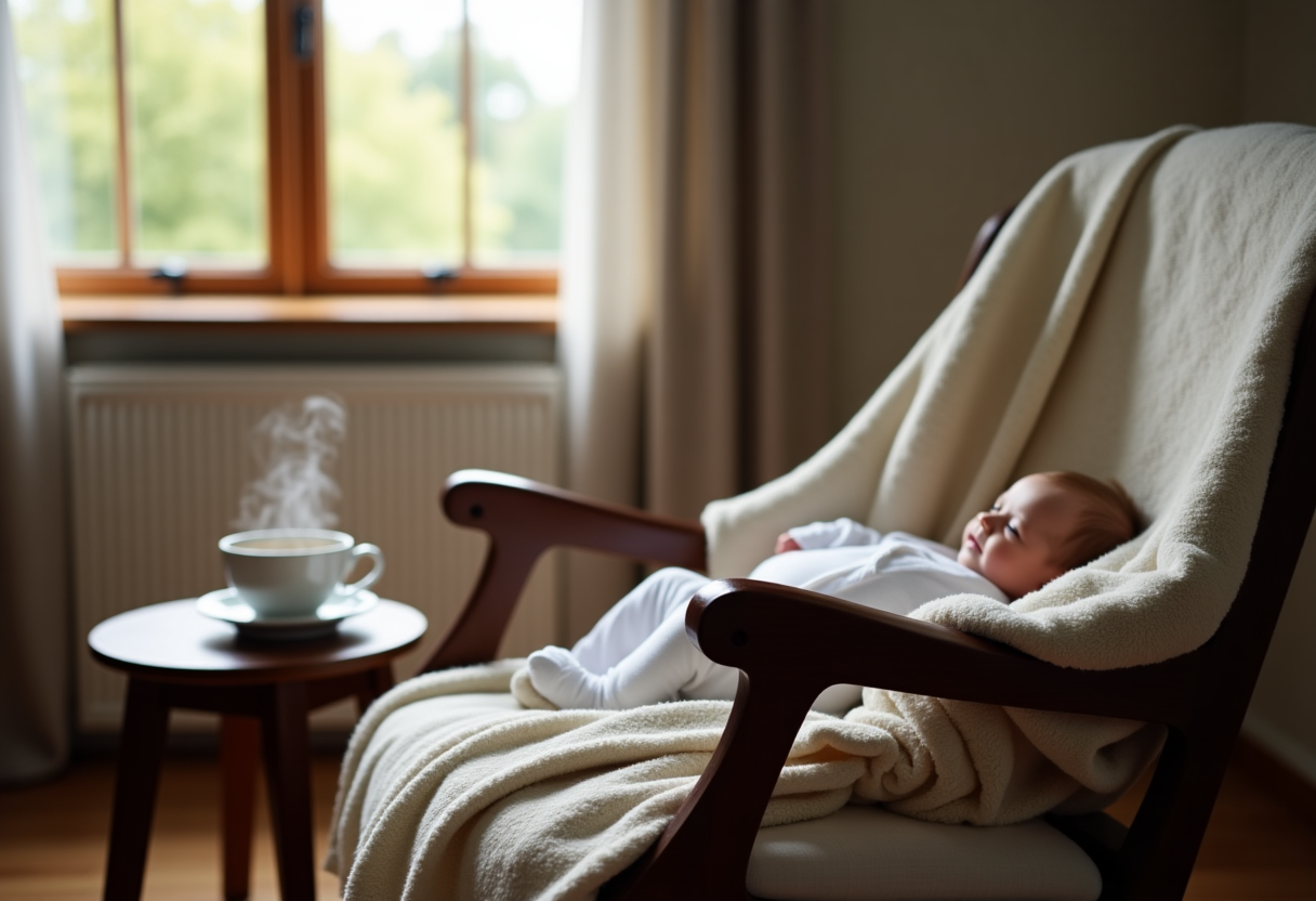 Madre stanca che allatta il suo bambino con dolcezza