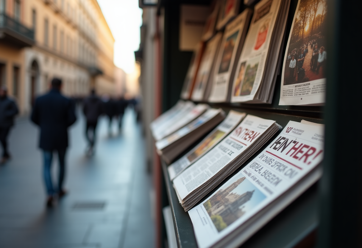 Immagine di un'edicola vuota a Roma in crisi economica