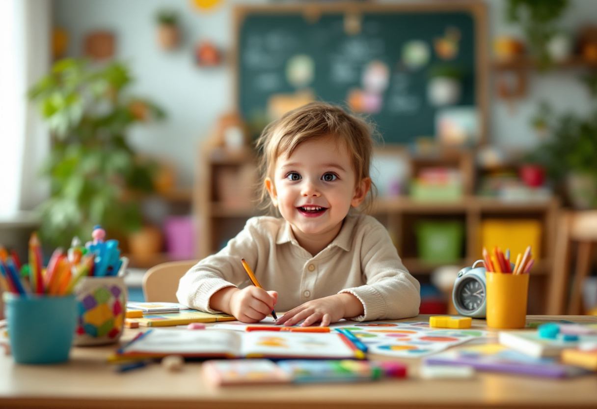 Bambini che giocano e apprendono in un ambiente prescolare