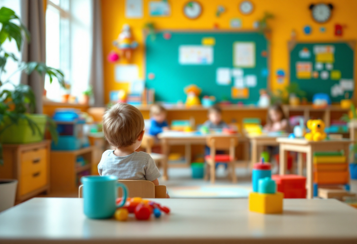 Bambini che giocano e apprendono in un ambiente prescolare