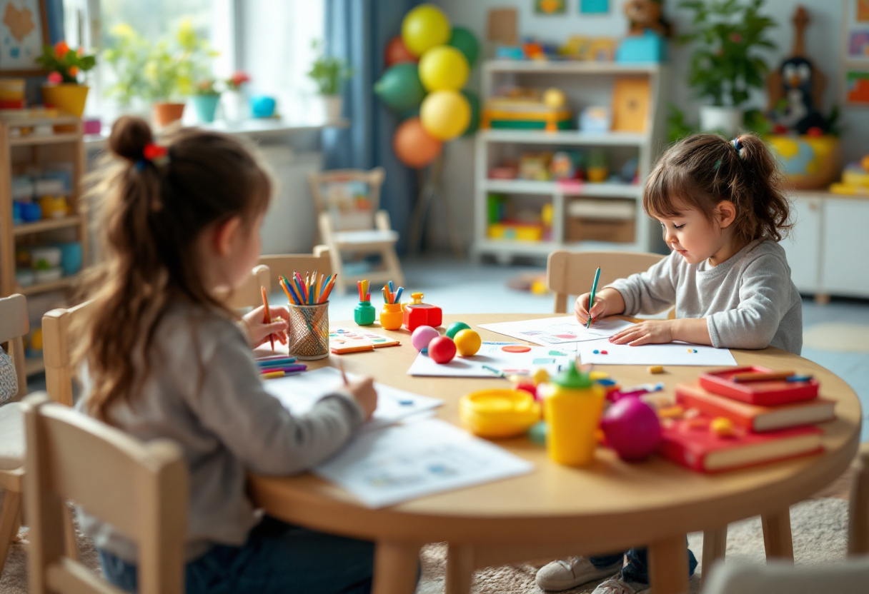 Bambini che partecipano a un'attività educativa prescolare