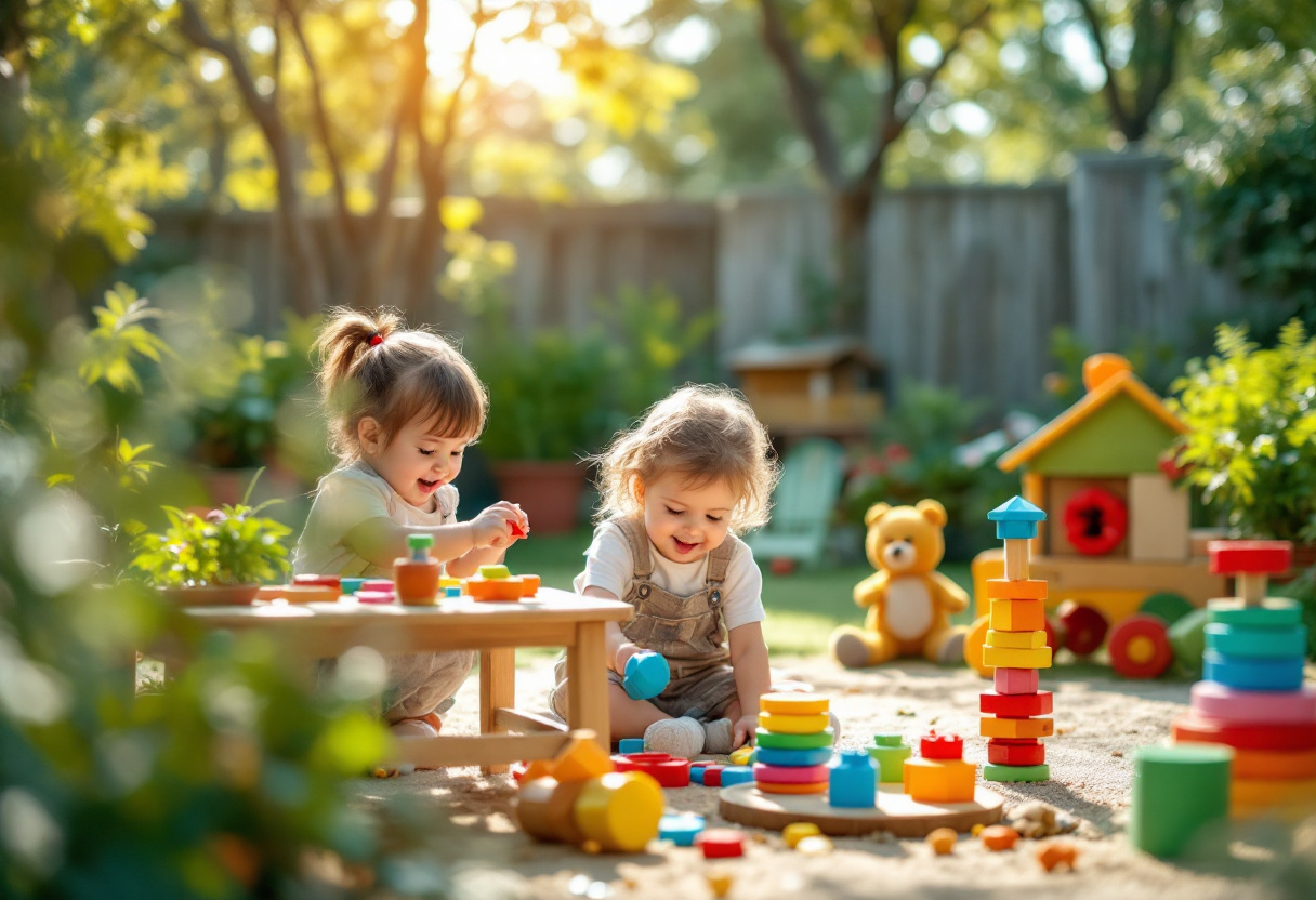 Bambini che giocano e apprendono in un ambiente prescolare