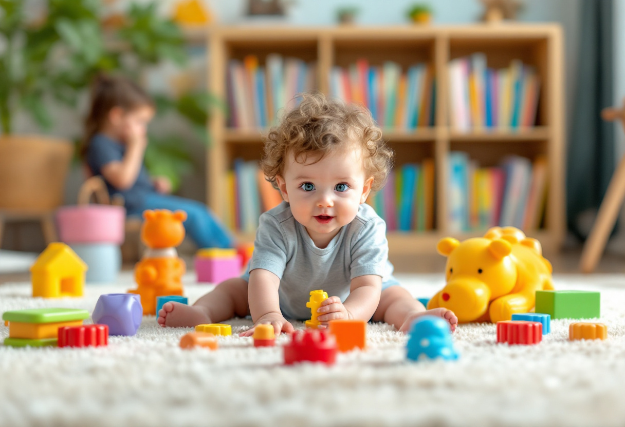 Bambini che giocano e apprendono in un ambiente prescolare