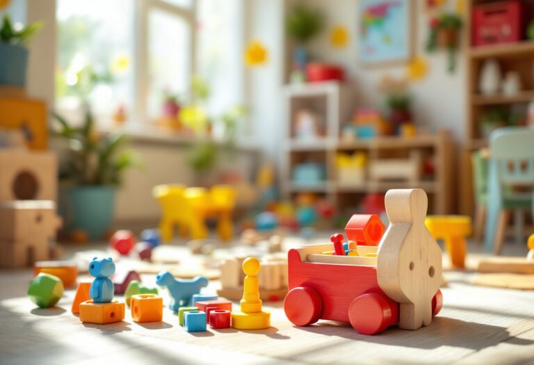 Bambini che giocano e apprendono in un ambiente prescolare