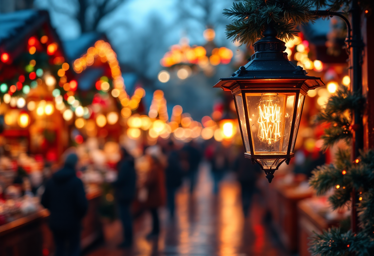 Immagine di eventi natalizi in Romagna con luci e decorazioni