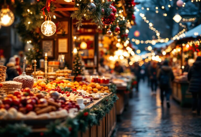 Mercatini di Natale a Varano con bancarelle e visitatori