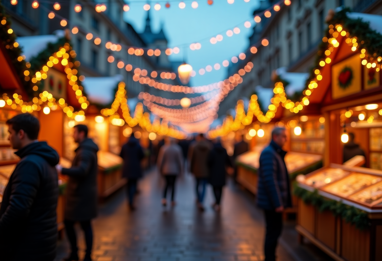 Mercatino di Natale a Bressanone con decorazioni festive