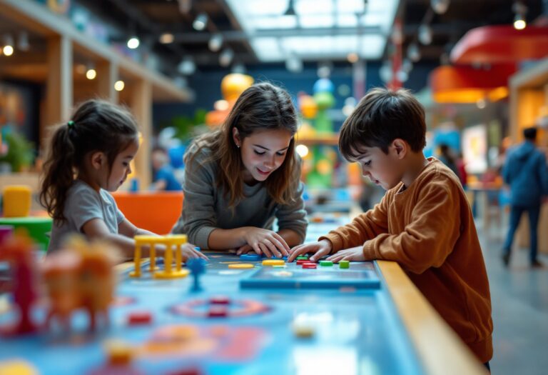 Bambini che esplorano Playlab al museo della scienza