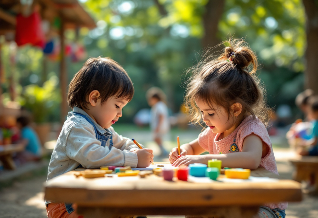 Bambini che giocano e apprendono insieme