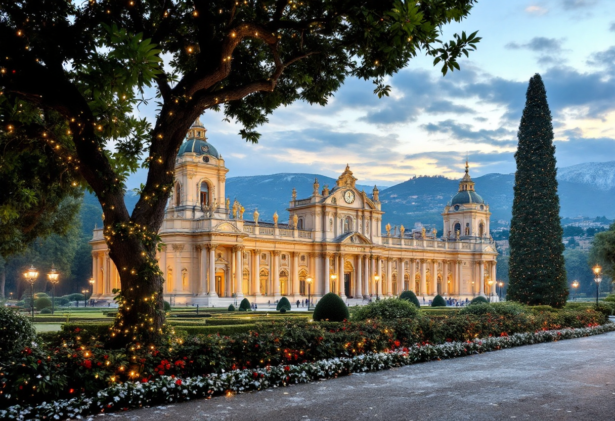 Famiglie che partecipano a eventi natalizi alla Reggia di Caserta