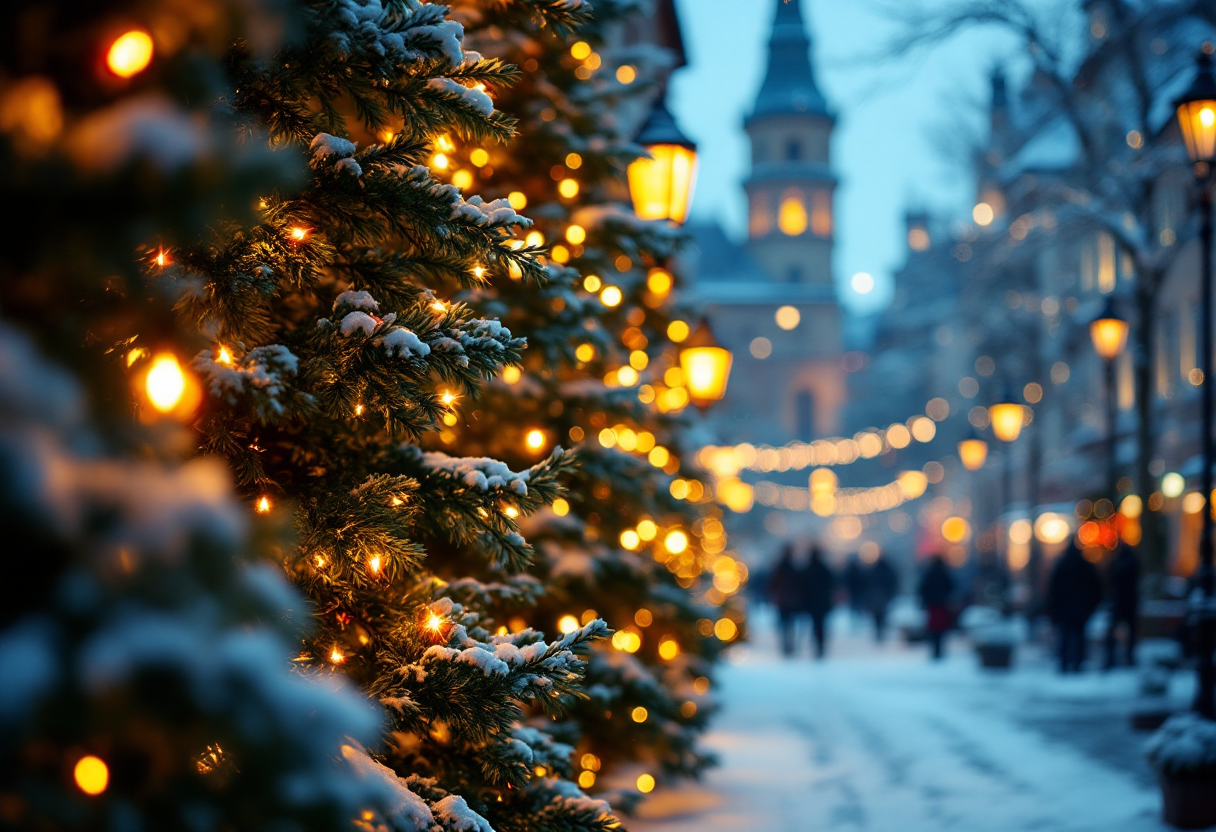 Babbo Natale con regali e bambini felici in festa