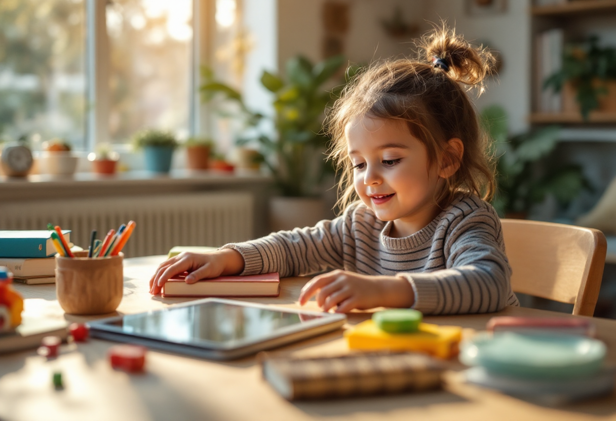 Bambini che guardano schermi digitali