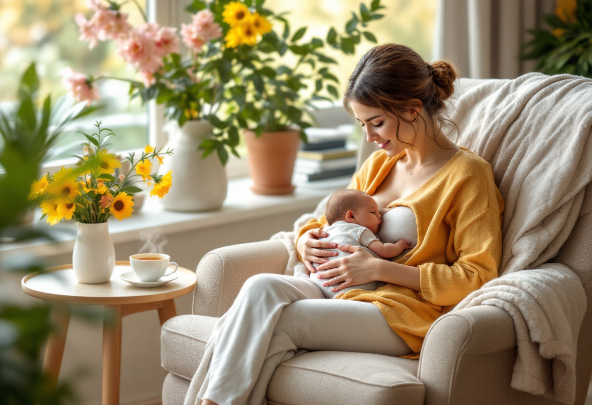 Madre che allatta il suo bambino con amore e cura