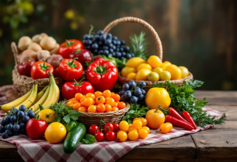 Bambini che mangiano frutta e verdura fresca