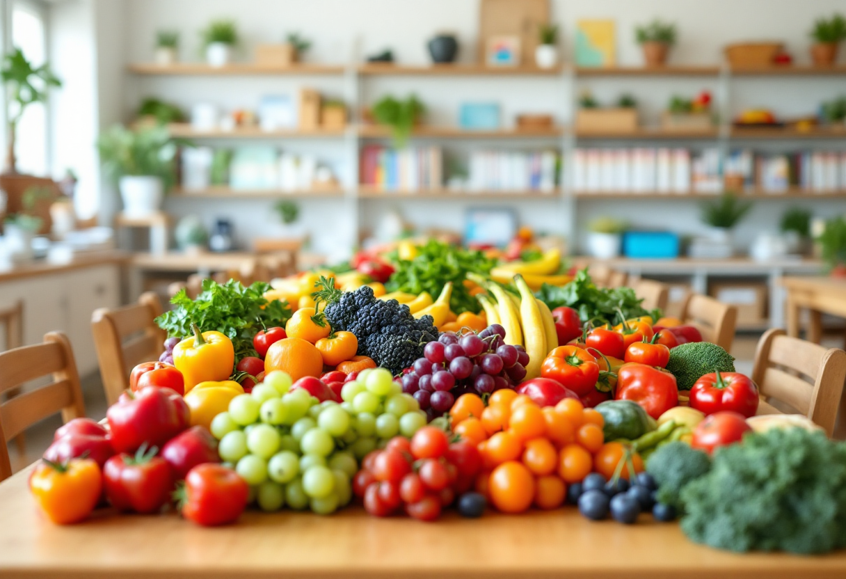 Bambini apprendono l'importanza della nutrizione a scuola