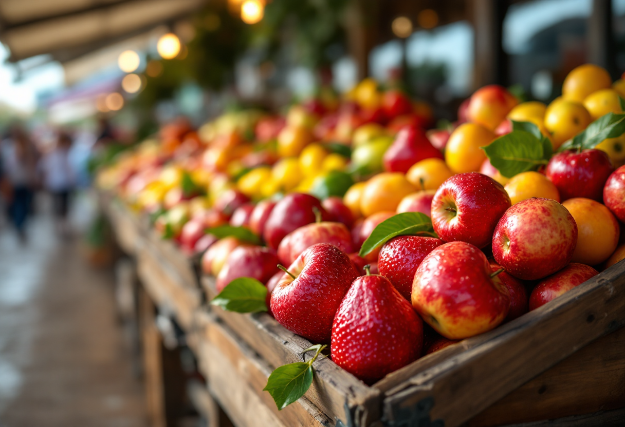 Varietà di frutta e verdura fresche su un tavolo