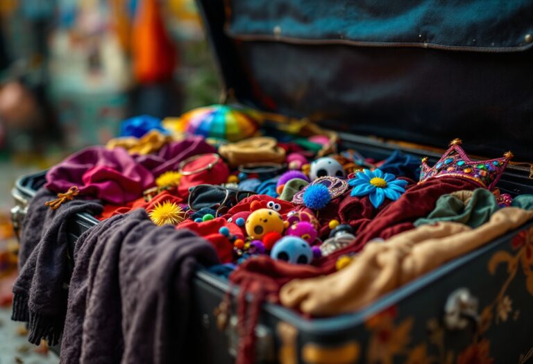 Bambini che giocano con costumi colorati e accessori