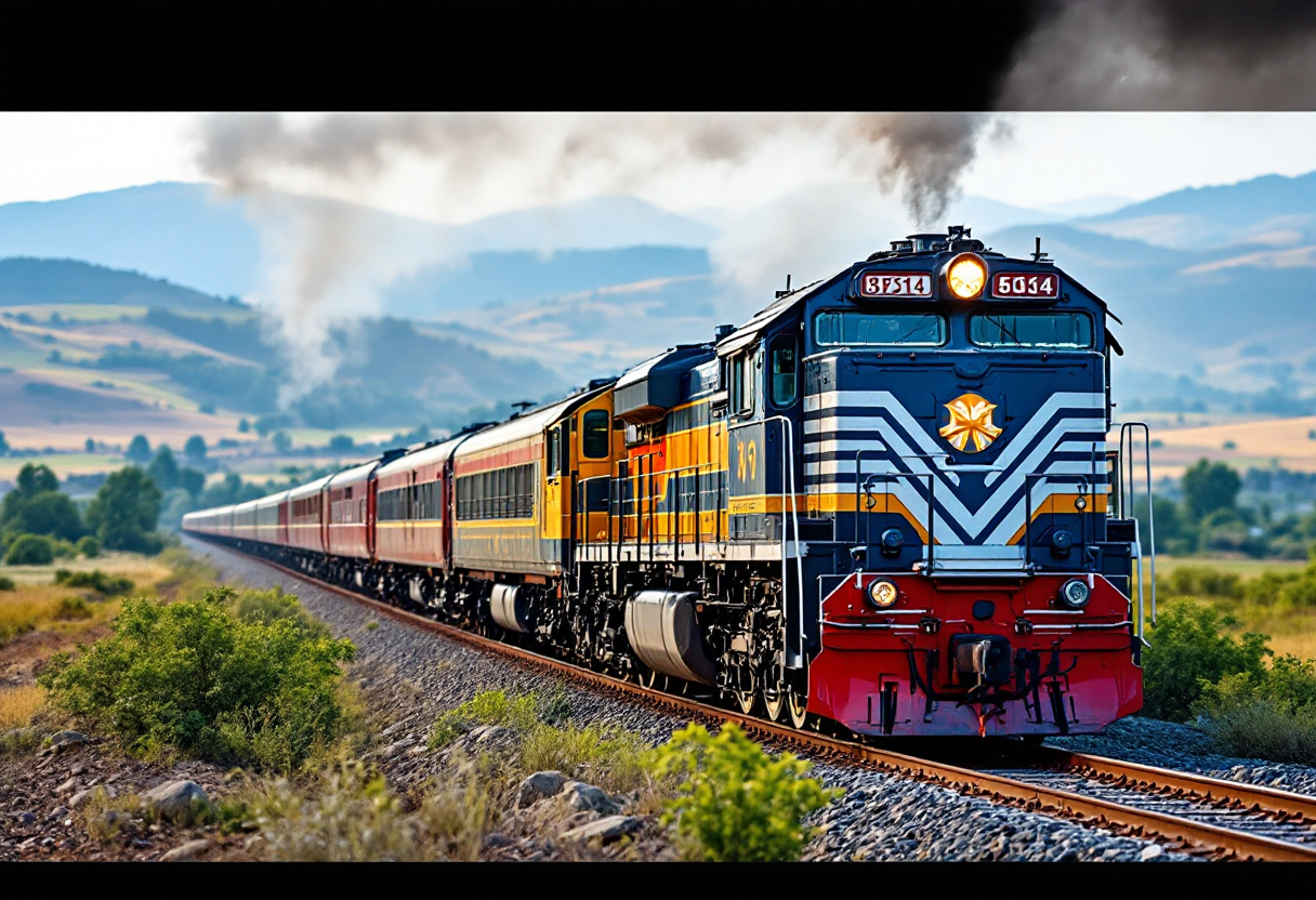 Un treno colorato che trasporta bambini in un viaggio speciale