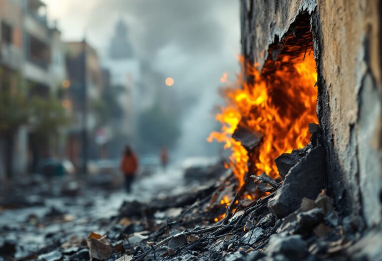 Immagine dell'incendio a Cervignano con evacuazioni in corso