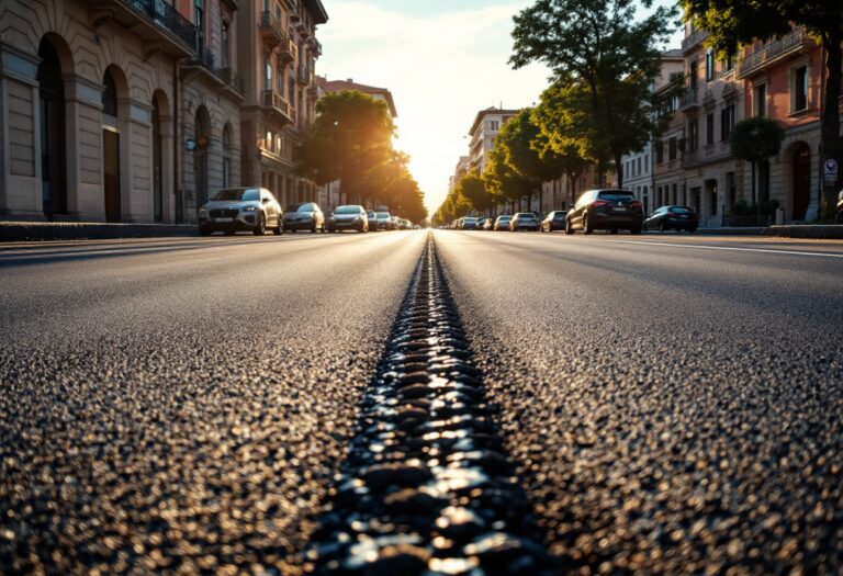 Strada in fase di manutenzione a Montebelluna