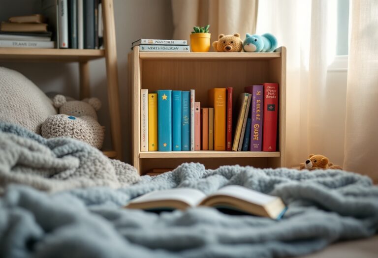 Bambino che legge un libro per dormire da solo