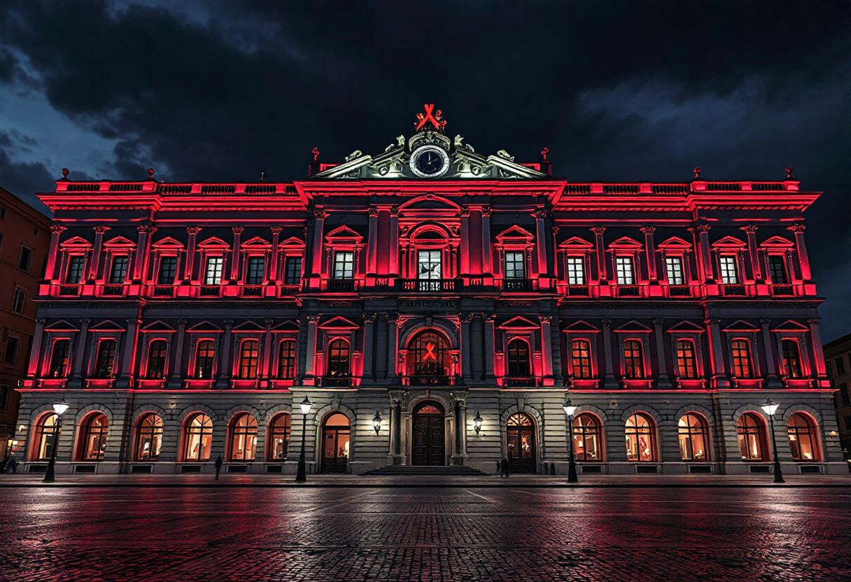 Illuminazione rossa in Lombardia per sensibilizzazione Aids