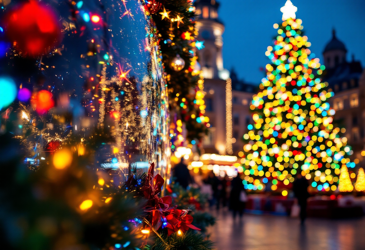 Immagine del Natale a Pesaro con luci e decorazioni