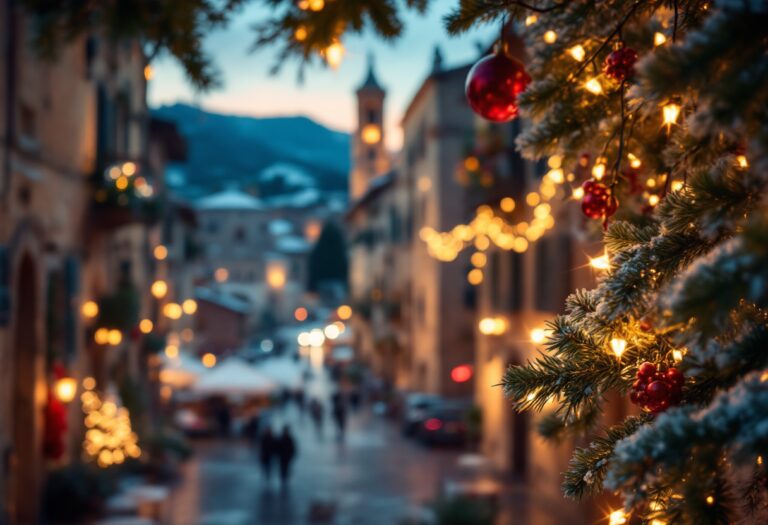 Immagine del Natale ad Assisi con luci festive