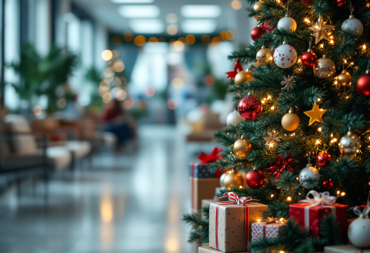 Un medico e un paziente festeggiano il Natale in ospedale