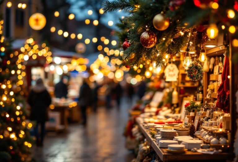 Immagine di eventi natalizi in Romagna con decorazioni festive