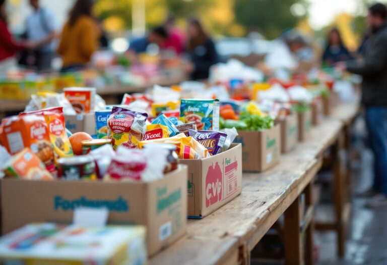 Volontari durante la raccolta alimentare a Viareggio