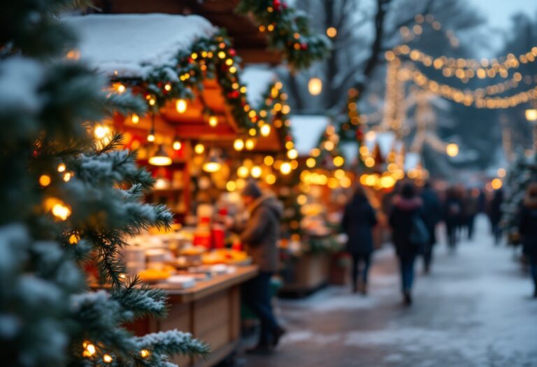 Villaggio di Natale a Palermo con luci e decorazioni festive