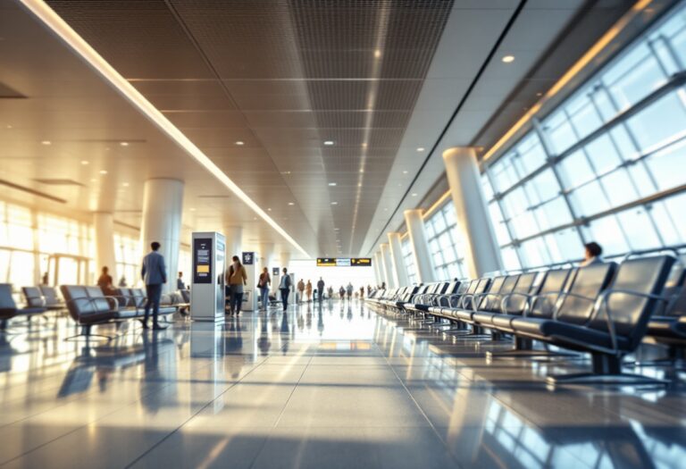 Viaggiatore sereno in attesa del volo all'aeroporto