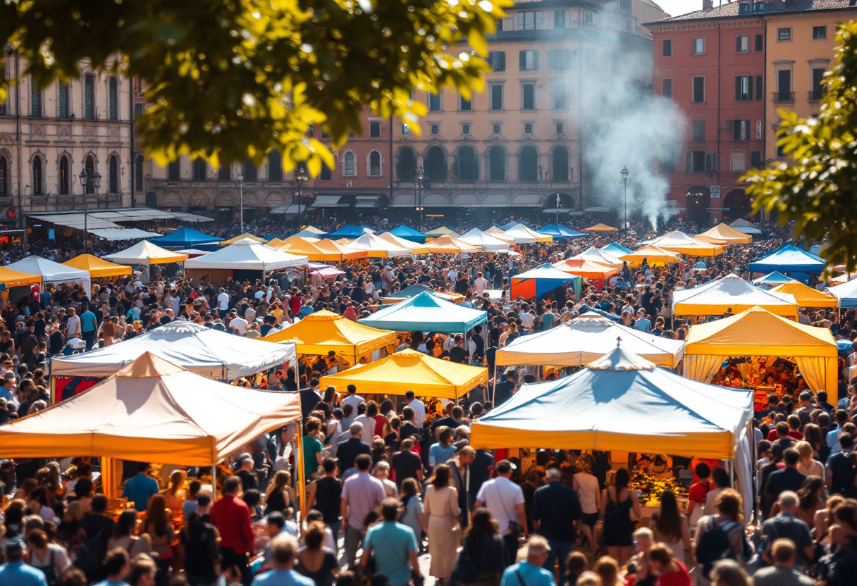 Manifestazione culturale a Bologna con musica e teatro