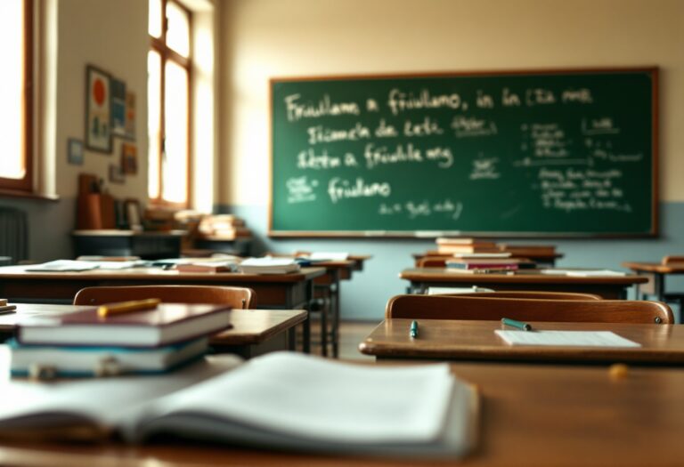 Alunni in aula durante una lezione di friulano