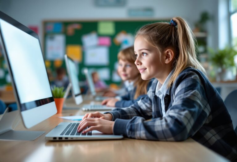 Bambini partecipano a un laboratorio tecnologico a scuola