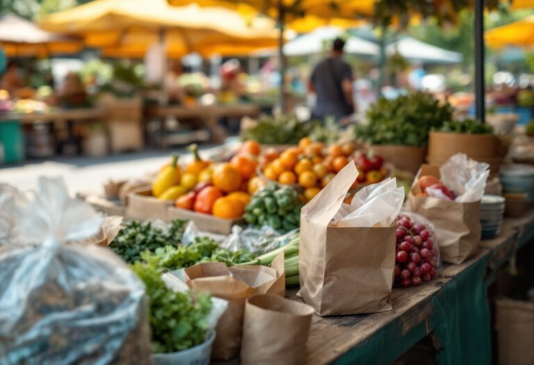 Immagine di packaging sostenibile con materiali ecologici