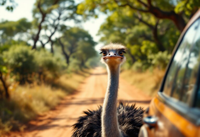 Famiglia in auto durante un safari drive-through