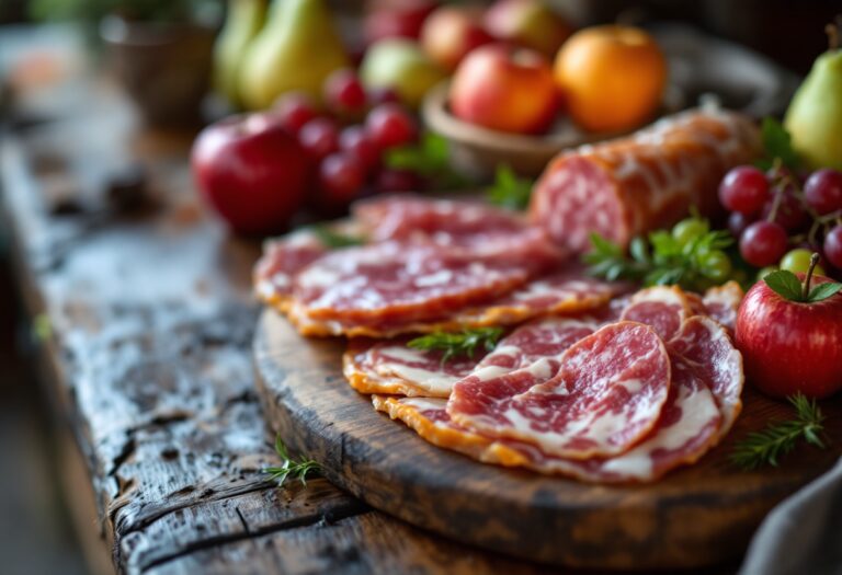 Piatto di salumi e frutta fresca di stagione