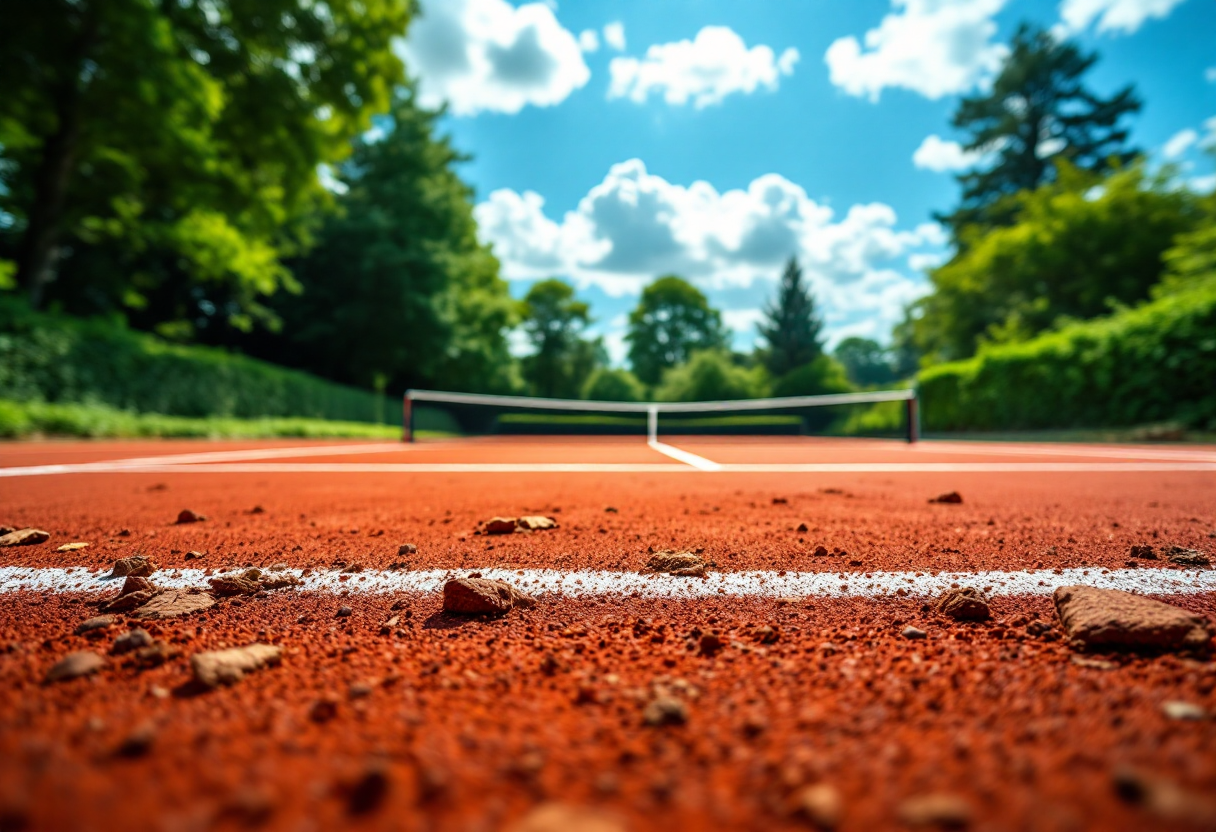 Giocatori di tennis in azione durante un torneo