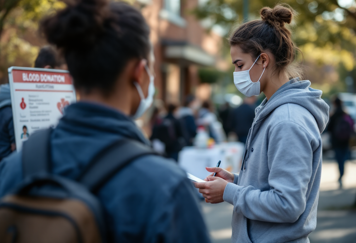 Volontari durante una donazione di sangue in Calabria