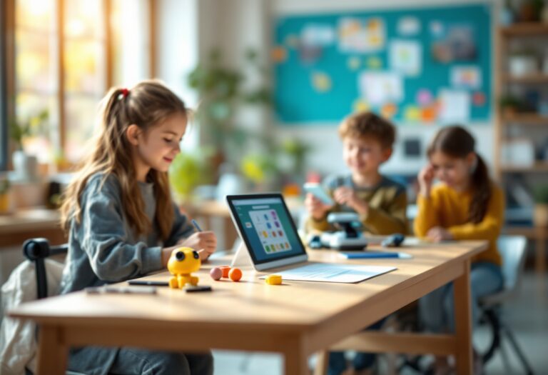 Bambini che interagiscono con tecnologia inclusiva