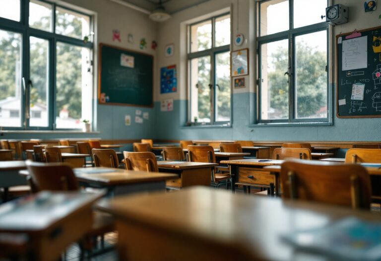 Bambini rifugiati che studiano in un campo