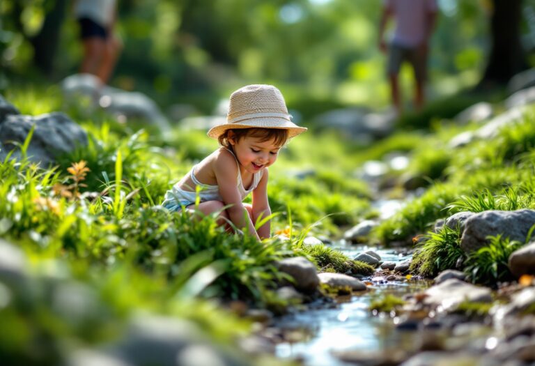 Bambini che esplorano un ambiente naturale con rischio controllato