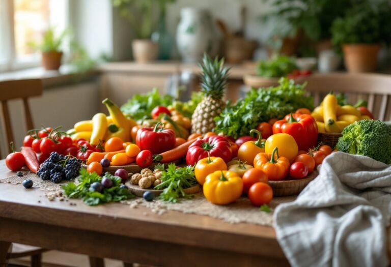 Piatto sano con alimenti freschi per una vita lunga