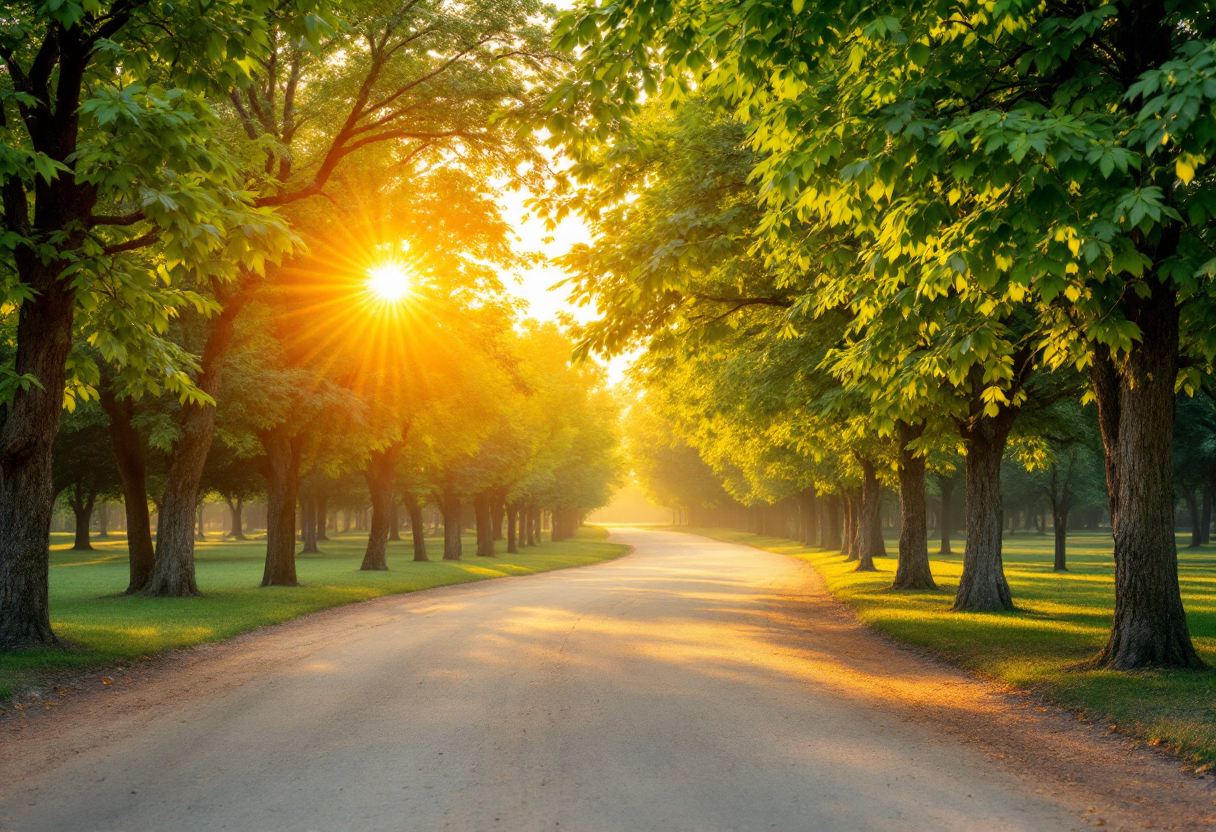 Padre e figlia che passeggiano felici nel parco